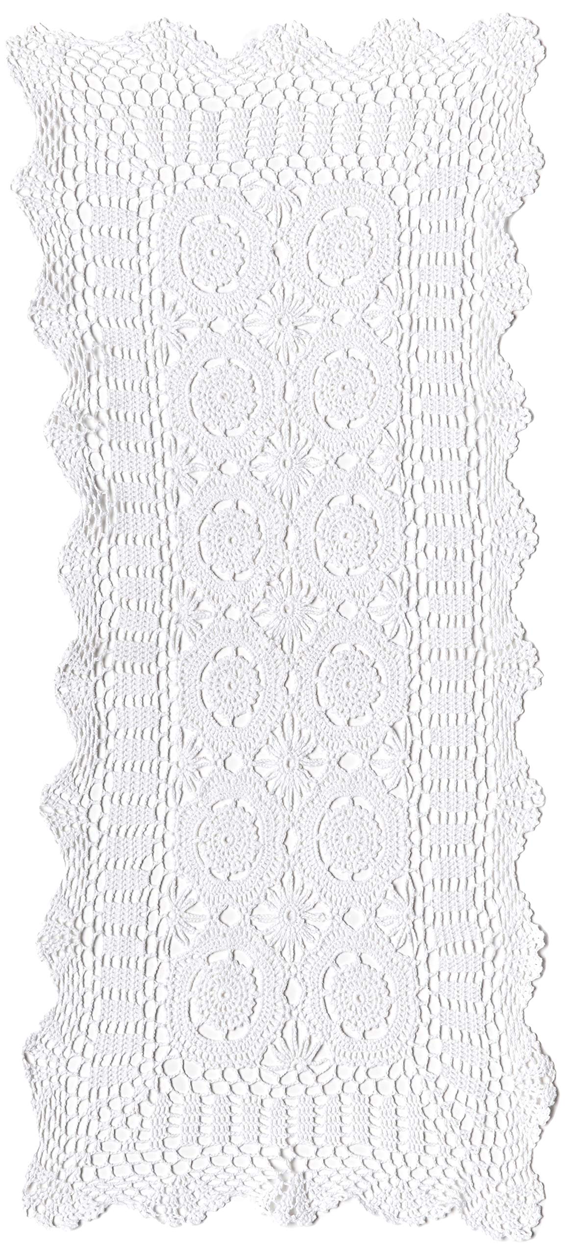 Elegant White Crochet Table Runner 16x36 Inches - Handmade Saro Lifestyle Home Decor for Dining Table, Wedding, and Farmhouse Decor