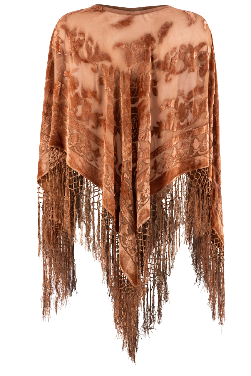 Pat Dahnke Copper Burnout Poncho - Lightweight Bohemian Style Shawl for Women | Perfect for Beach Cover-Up, Music Festivals & Boho Chic Outfits