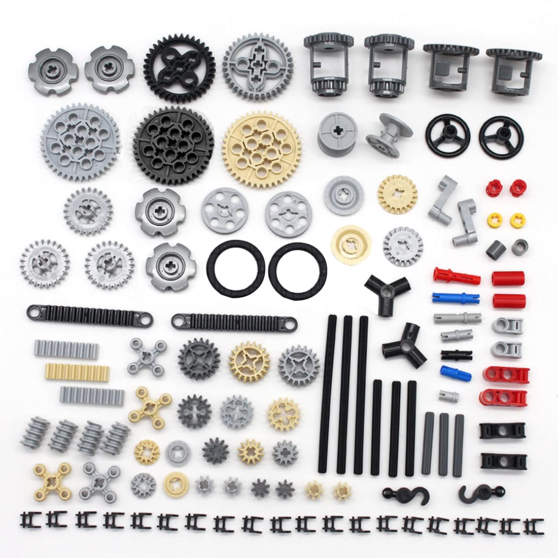 MAYS Technic Spare Parts Set - 116pcs Building Blocks with Gears, Axles & Technic Pieces | Lego Technic Compatible Replacement Kit for DIY Car Models & Engineering Projects