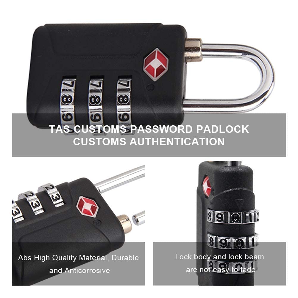 RST-205 TSA Approved 3 Digit Combination Travel Lock - High Security Padlock with Custom Code for Luggage, Suitcases, Backpacks & Gun Cases (1 Pack, Black) - Perfect for Air Travel, Storage & Outdoor Adventures