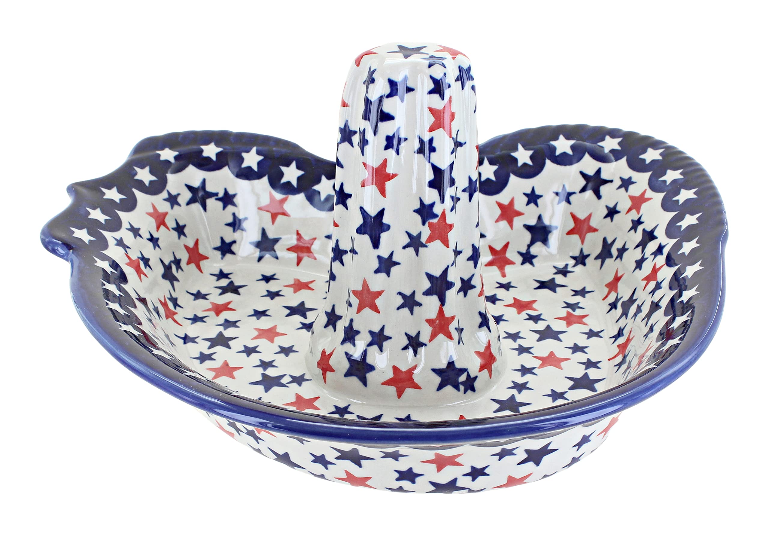 Blue Rose Polish Pottery Americana Chicken Baker - Handcrafted Ceramic Baking Dish for Casseroles, Pies & Roasts | Farmhouse Kitchen Decor & Rustic Tableware