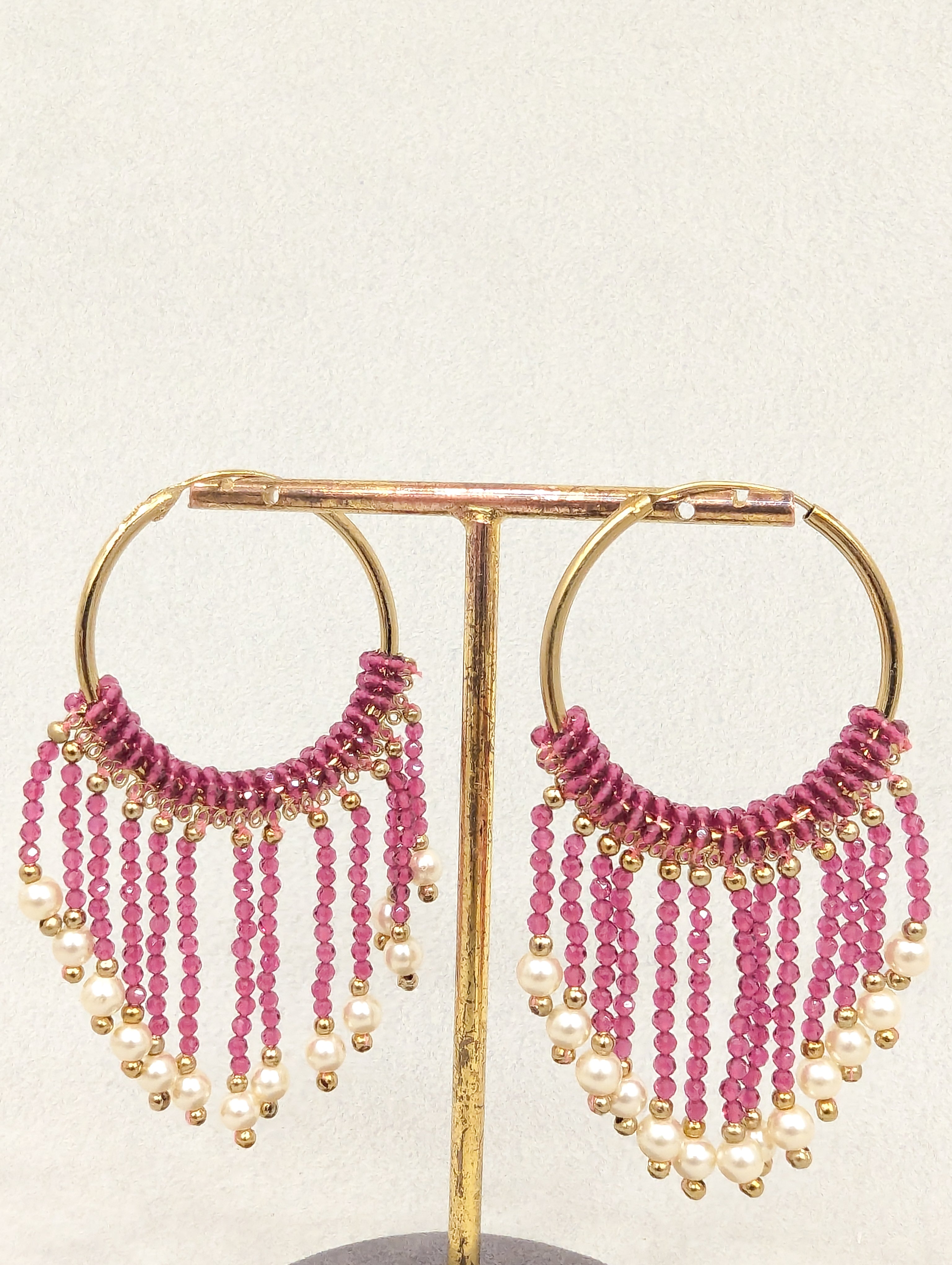 Meghna Hoops Beads Earrings for Women - Trendy Gold Plated Dangle Earrings - Perfect for Parties, Weddings & Everyday Wear