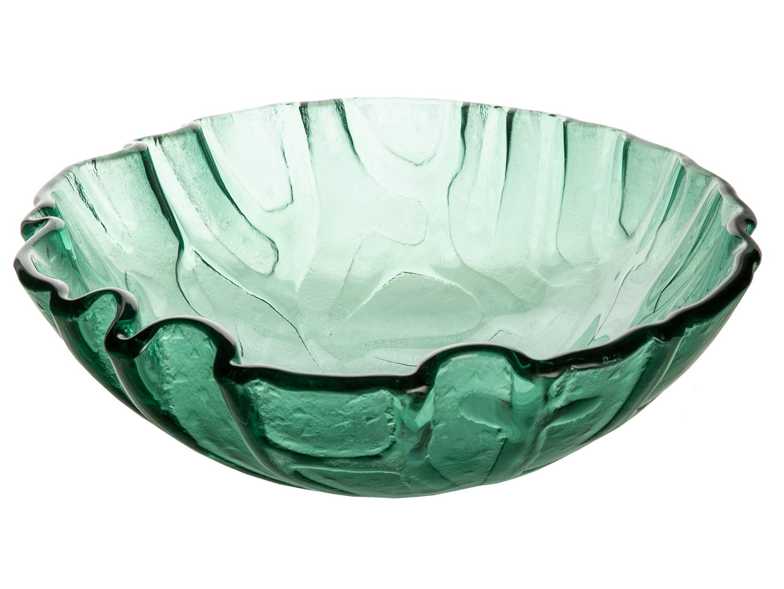 Modern Green Free-Form Wave Rim Round Glass Vessel Sink - Elegant Bathroom Vanity Basin for Contemporary Home Decor, Perfect for Powder Rooms, Guest Baths & Spa-Inspired Retreats
