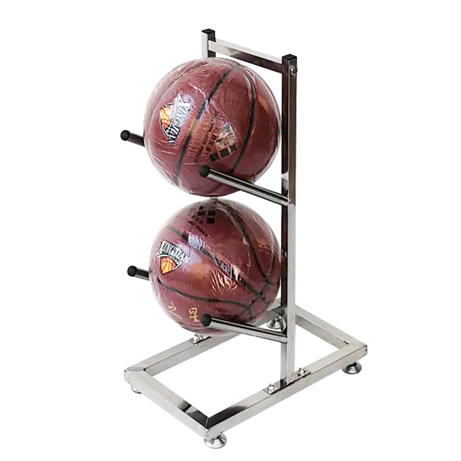 Stainless Steel Ball Storage Rack - Vertical Basketball Football Volleyball Organizer for Home, Gym, Garage | Heavy Duty Sports Ball Holder | Easy Installation | Perfect for Kids Playroom, Sports Clubs & Backyard Storage
