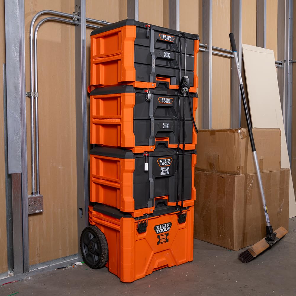 Klein Tools 54823MB MODbox 3-Drawer Heavy-Duty Tool Box Organizer | Stackable Storage Module with 50-Pound Capacity | Perfect for Garage, Workshop & Job Site Organization