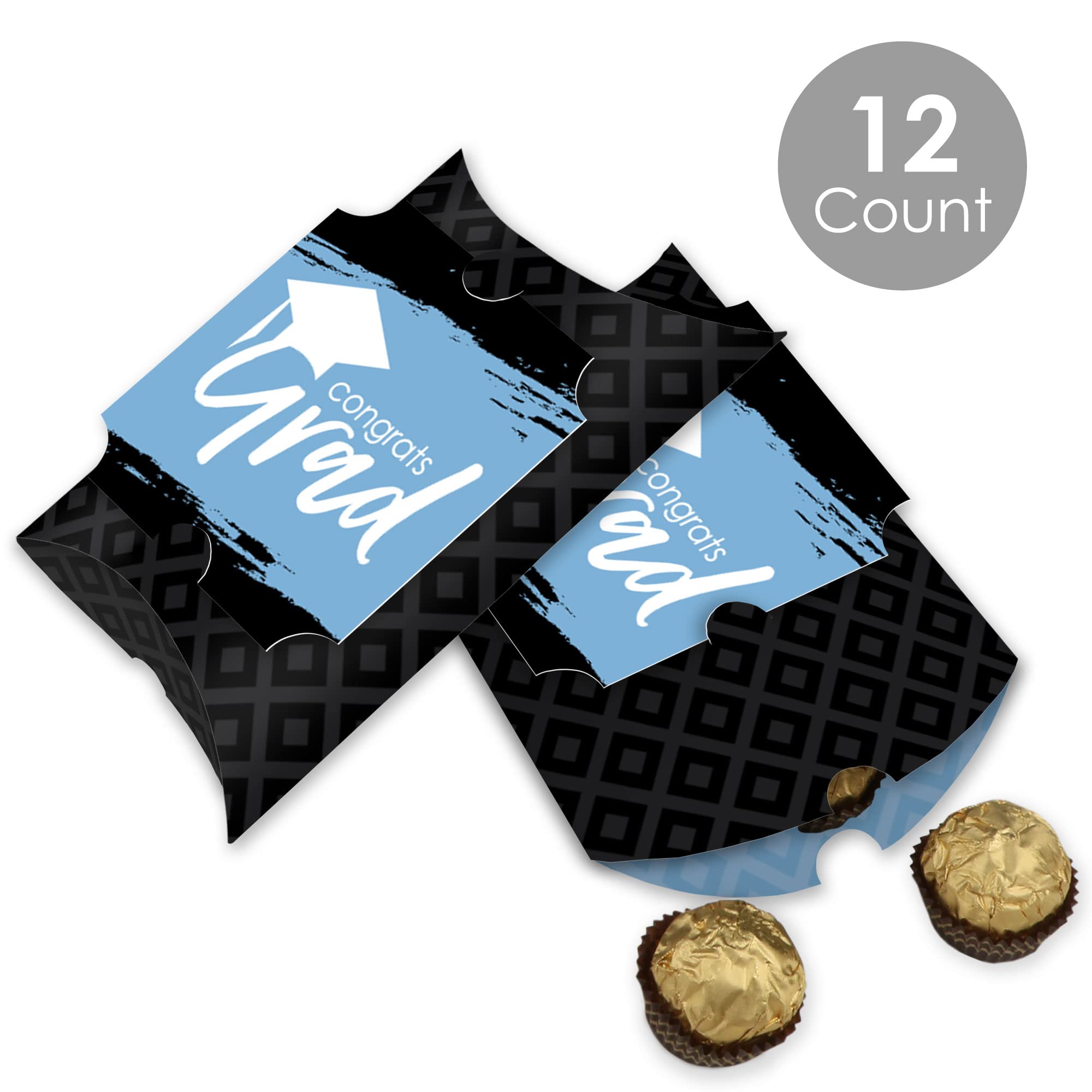Light Blue Graduation Gift Boxes - Set of 12 for Party Favors