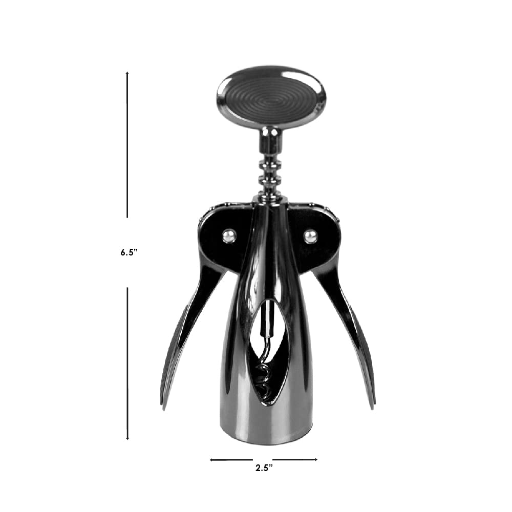 Premium Steel Wing Wine Corkscrew - Nova Collection Kitchen Gadget with Ergonomic Grip, Easy to Use & Clean, Black Onyx (6.6