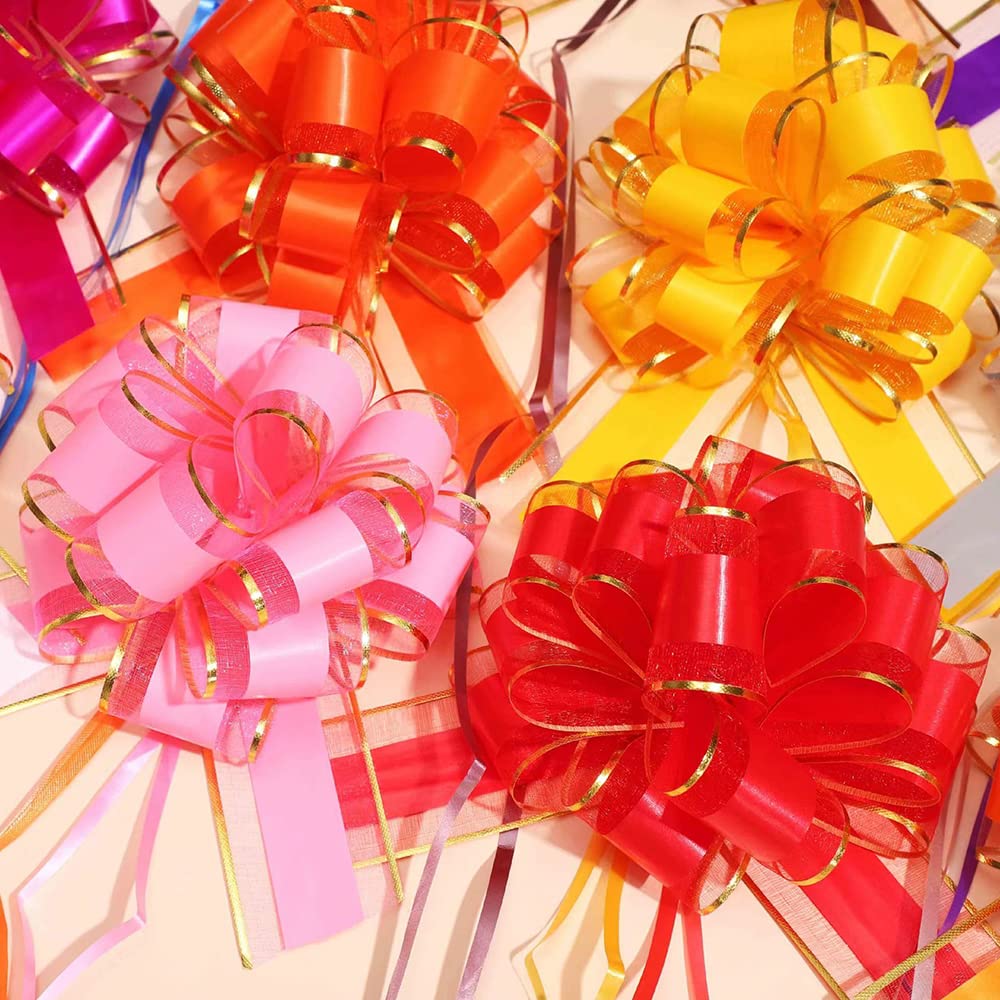 6 PCS 6-Inch Pull Bows for Gift Wrapping, Party Decorations, Birthday, Holiday Presents - Perfect for Gift Boxes, Bouquets, and Home Decor