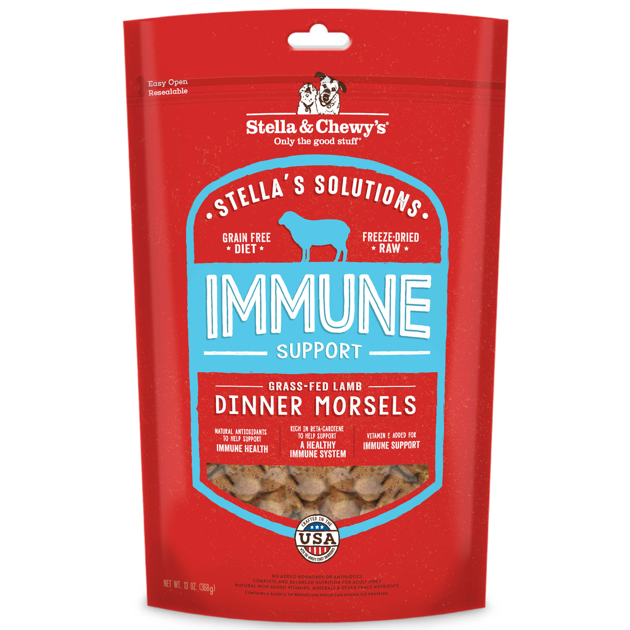 Stella & Chewy’s Freeze-Dried Raw Dog Food - Immune Support Lamb Dinner Morsels (13oz/368g) | Grain-Free, High-Protein Nutrition for Small & Large Dogs | Perfect for Travel, Training & Digestive Health