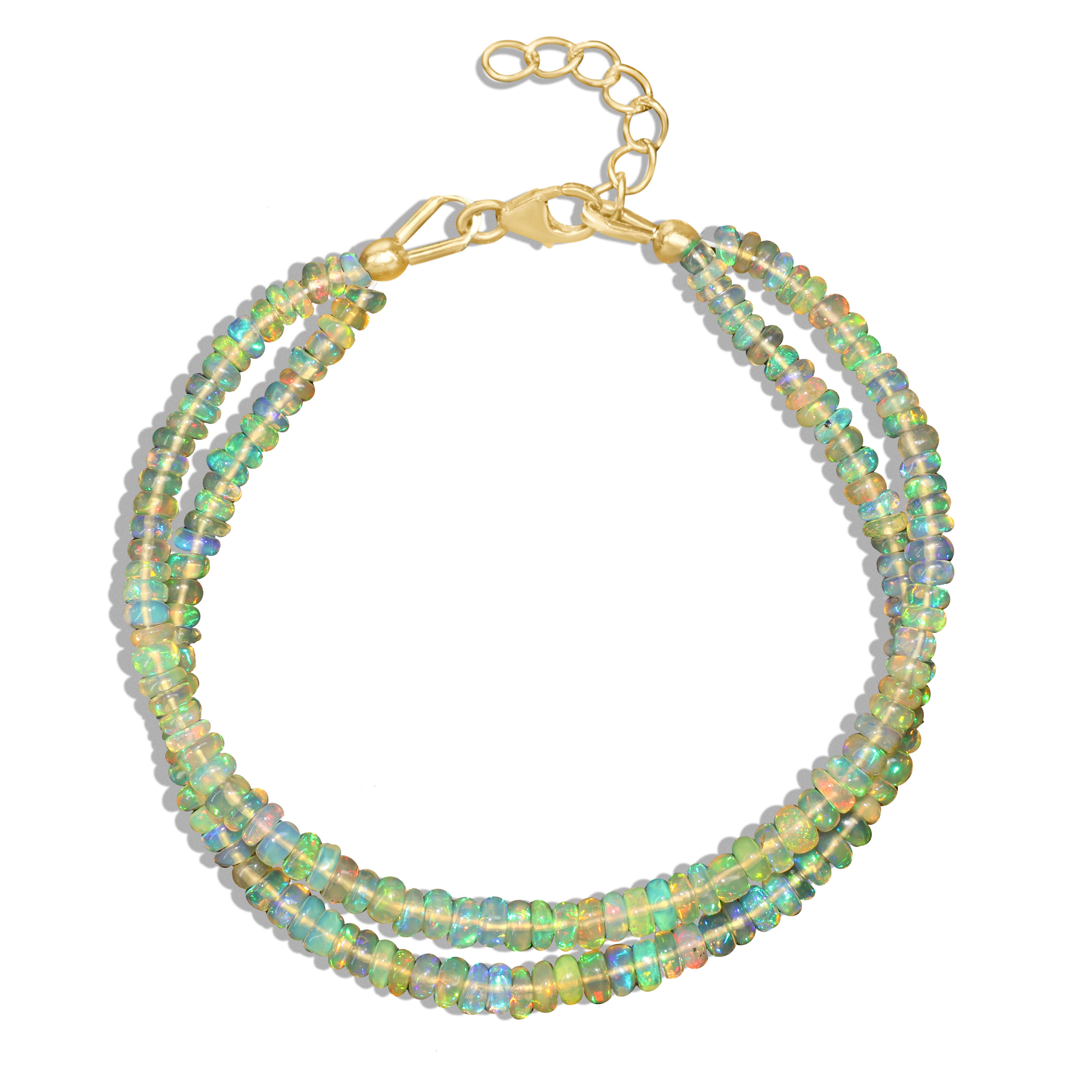 Natural Yellow Opal Beaded Bracelet - Handmade 2 Strand Plain Beaded Jewelry for Women, Boho Chic Accessory for Everyday Wear & Special Occasions