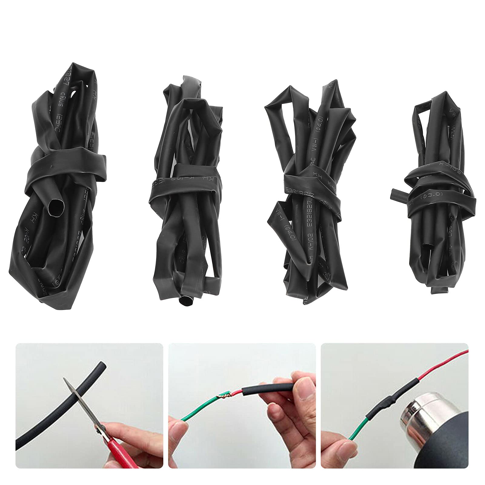 Premium Heat Shrink Tubing Set - 4 Types Polyolefin Insulation Sleeves for Industrial Wire Connections & End Treatments | Waterproof Electrical Cable Protection for DIY, Automotive & Home Wiring Projects
