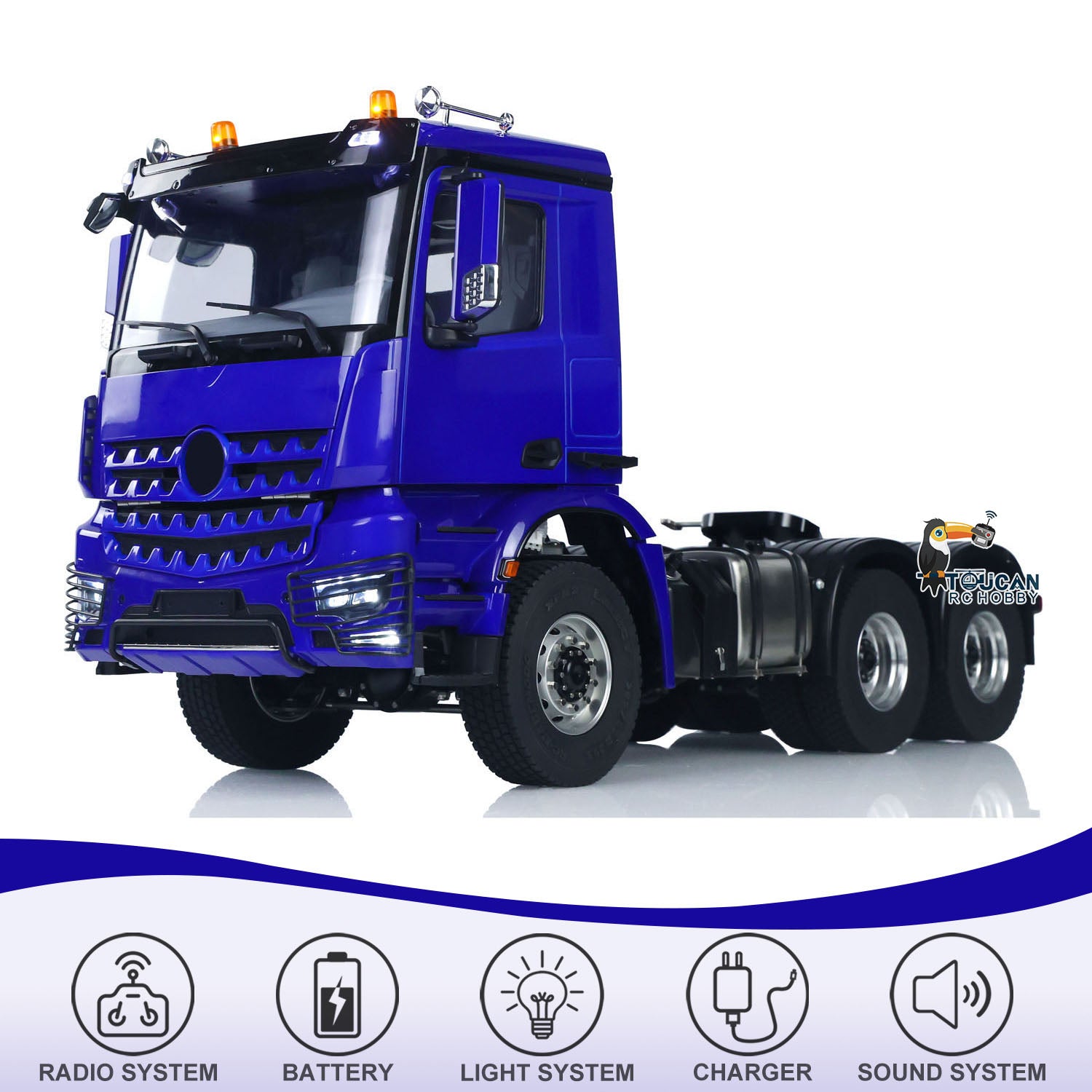 1/14 Scale 6X6 RC Tractor Truck - 2-Speed Radio Controlled Lorry with Battery (RTR) | No Lock Differential Axles | Compatible with TAMIYA Semi Trailer | Fast Free Shipping | Perfect for Off-Road Adventures & Construction Site Play