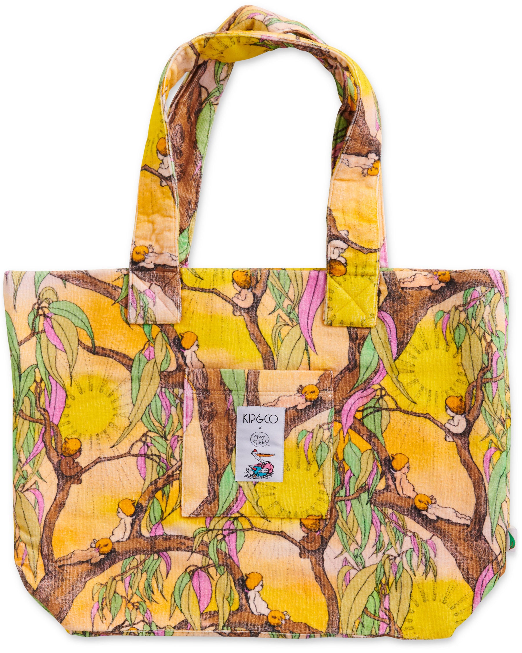 Kip&Co x May Gibbs Sunrise Delight Terry Beach Bag - Waterproof & Spacious Summer Tote for Pool, Beach & Travel - Cute Australian Design with Adjustable Straps