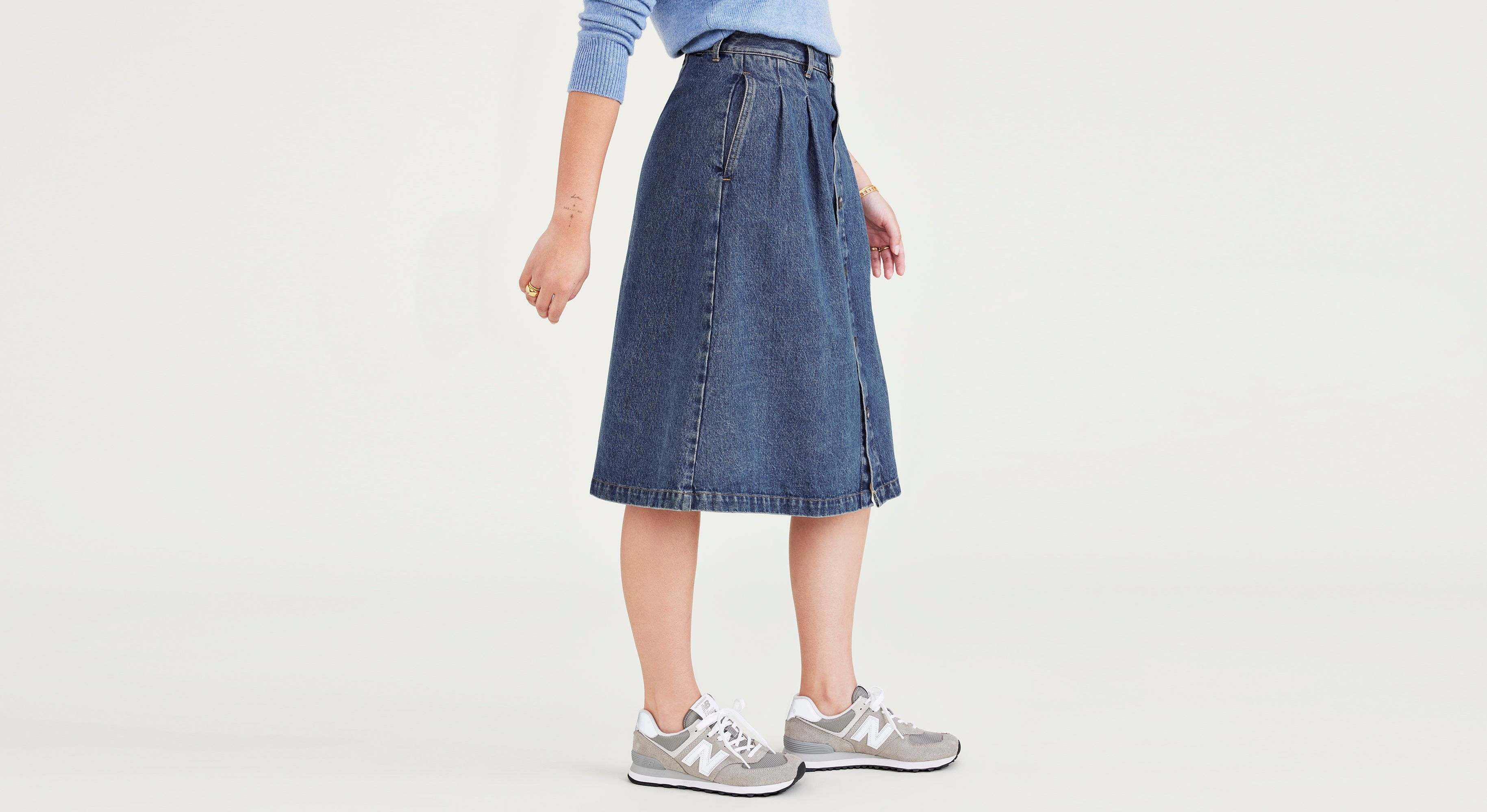Elegant A-Line Midi Skirt A42730008 - Women's Flowy High Waist Skirt for Office, Party & Casual Wear