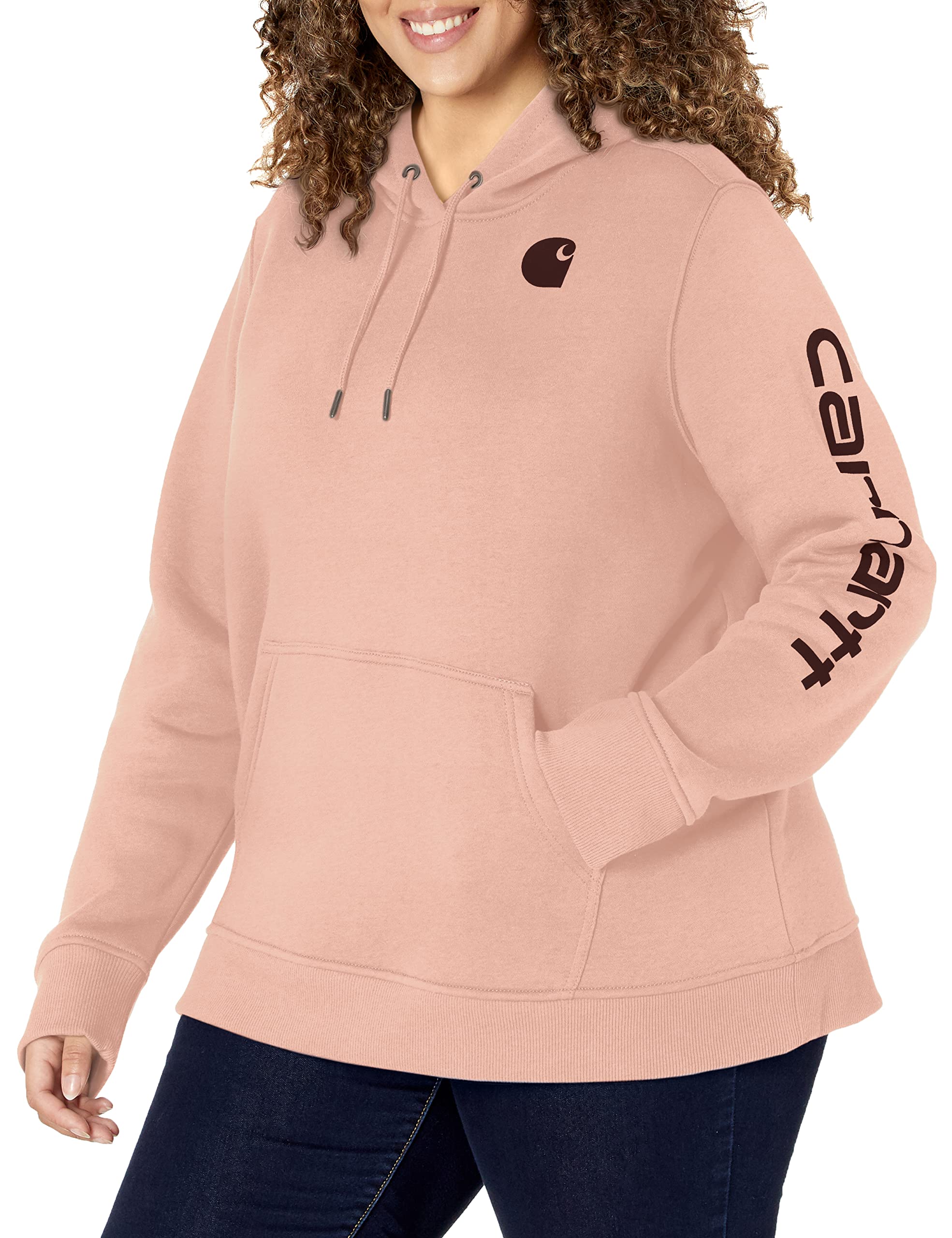 Carhartt Women's Relaxed Fit Midweight Logo Sleeve Graphic Sweatshirt - Cozy Casual Pullover for Work, Outdoor & Everyday Wear
