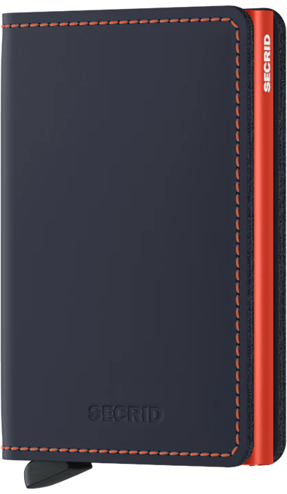 Secrid Slim Wallet - RFID Blocking Minimalist Wallet for Men & Women | Matte Night Blue & Orange | Perfect for Travel, Everyday Carry & Gift Giving