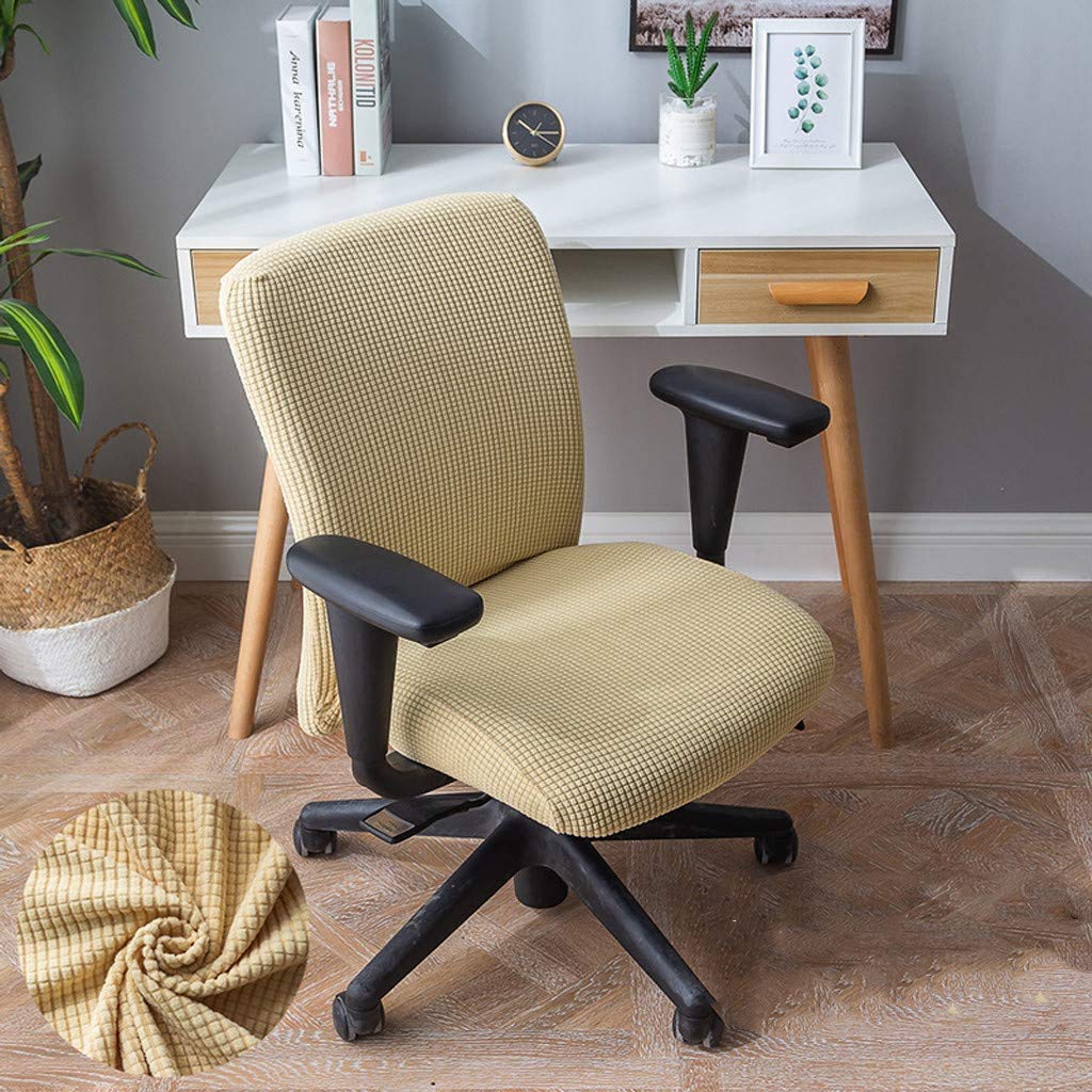 Yikko Elastic Stretch Dining Room Chair Covers - Super Fit Anti-Dust Spandex Slipcovers (15-20 Inch Seat Size) | Washable & Removable Kitchen Chair Protector for Home, Office & Restaurant Use (Beige)