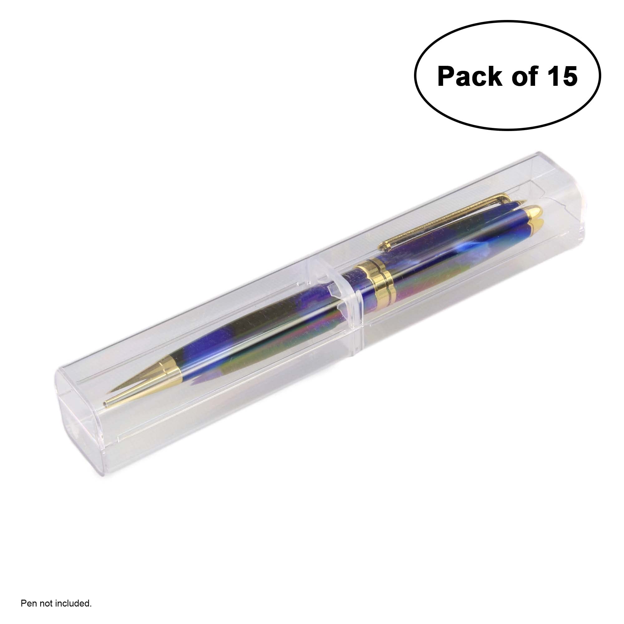15 Pack Clear Plastic Pen Boxes - Transparent Storage Organizer for Pens, Pencils & Office Supplies - Perfect for School, Office & Home Organization
