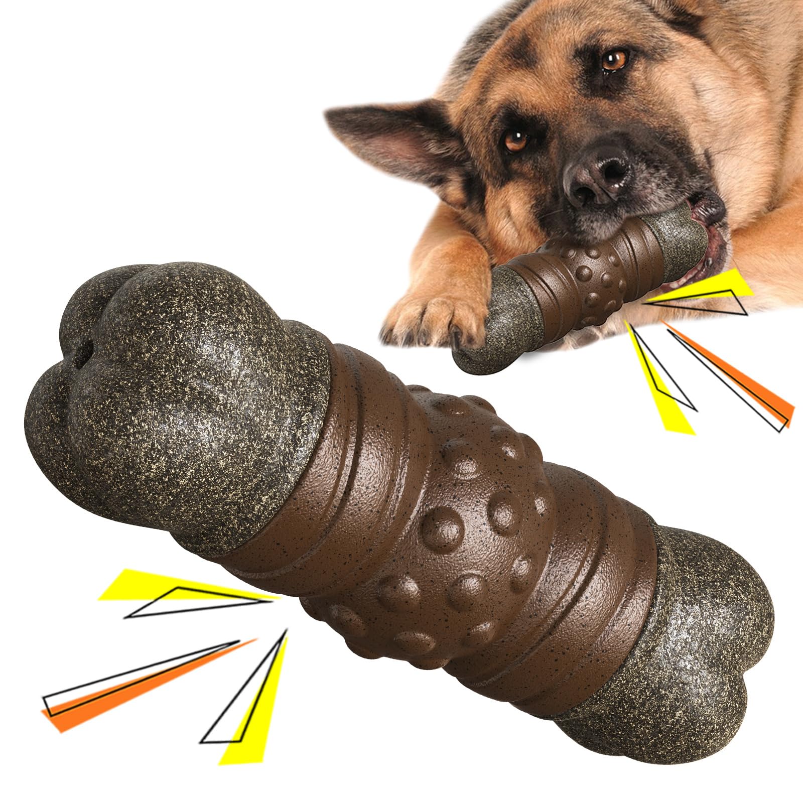 Durable Brown Dog Chew Toys for Aggressive Chewers - Tough & Interactive Squeaky Toys for Medium & Large Dogs - Teeth Cleaning Chew Toys for Playtime & Training