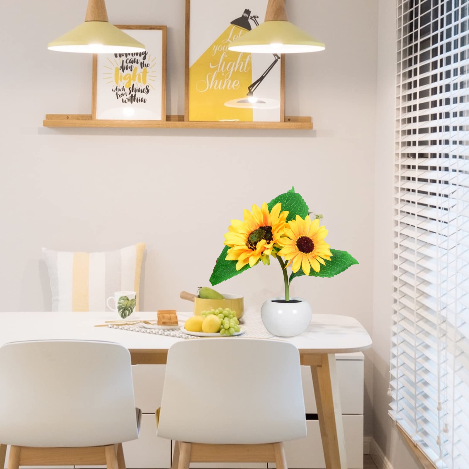 Sunflower LED Potted Plant Lamp - Yellow Floral Night Light with Fake Flowers for Home, Christmas, Party & Festival Table Decor - Perfect for Bedroom, Living Room & Gift Giving