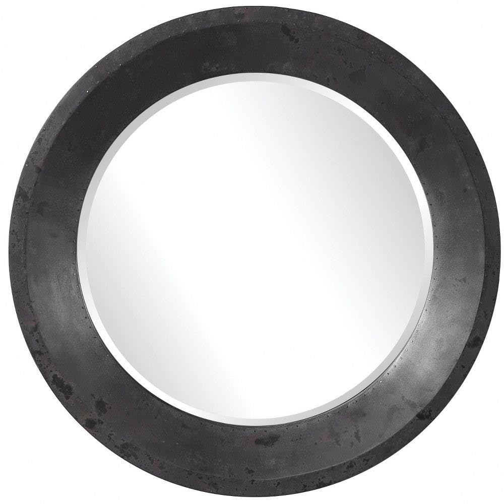 40 Inch Round Industrial Mirror - Rustic Vintage Style Wall Decor for Living Room, Bedroom, Entryway - Shatterproof Glass with Metal Frame - Perfect for Home, Office & Commercial Spaces