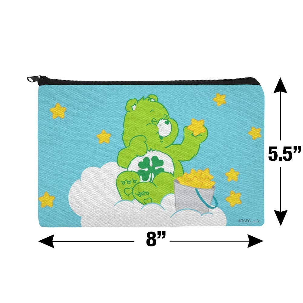 Care Bears Good Luck Bear Makeup Bag - Waterproof Cosmetic Organizer Pouch for Travel, Gym & Daily Essentials Storage (Pink) - Perfect for Makeup Brushes, Toiletries & School Supplies