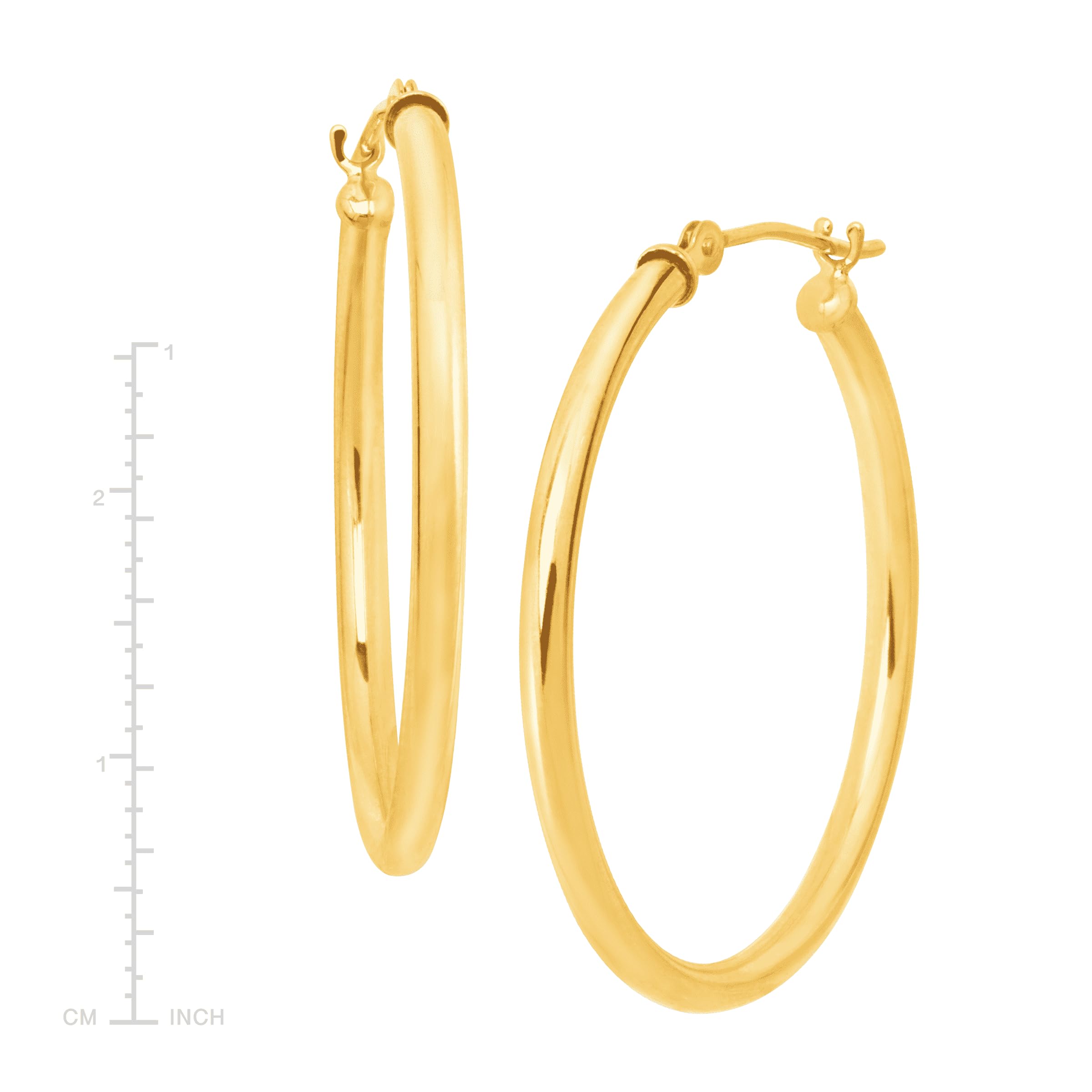 14K Yellow Gold 30mm Polished Tube Hoop Earrings | Welry Simply Gold™ Collection | Elegant Everyday Wear & Special Occasion Jewelry