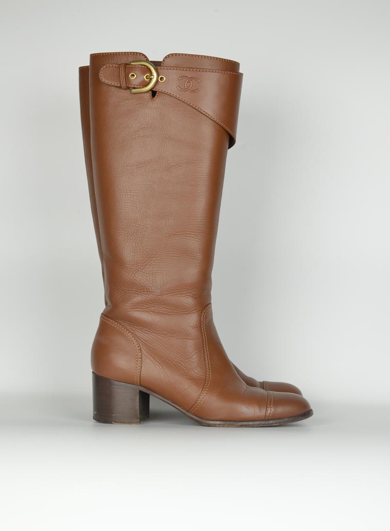 Chanel Cognac Leather Boots Size 36 - Luxury Women's Fashion Boots for Fall & Winter Outfits