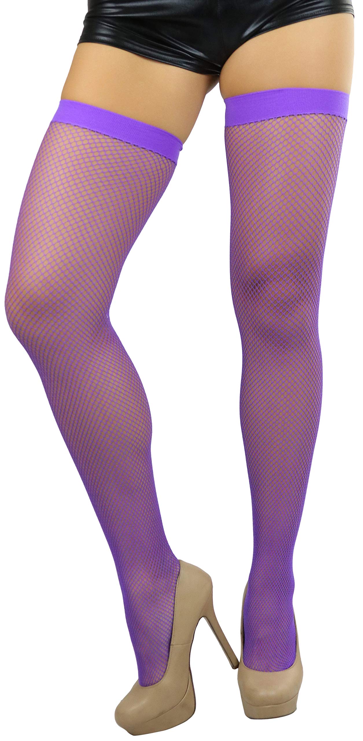 ToBeInStyle Women’s Bright & Vibrant Fishnet Thigh High Stockings - Sexy Fashion Hosiery for Parties, Cosplay & Night Out