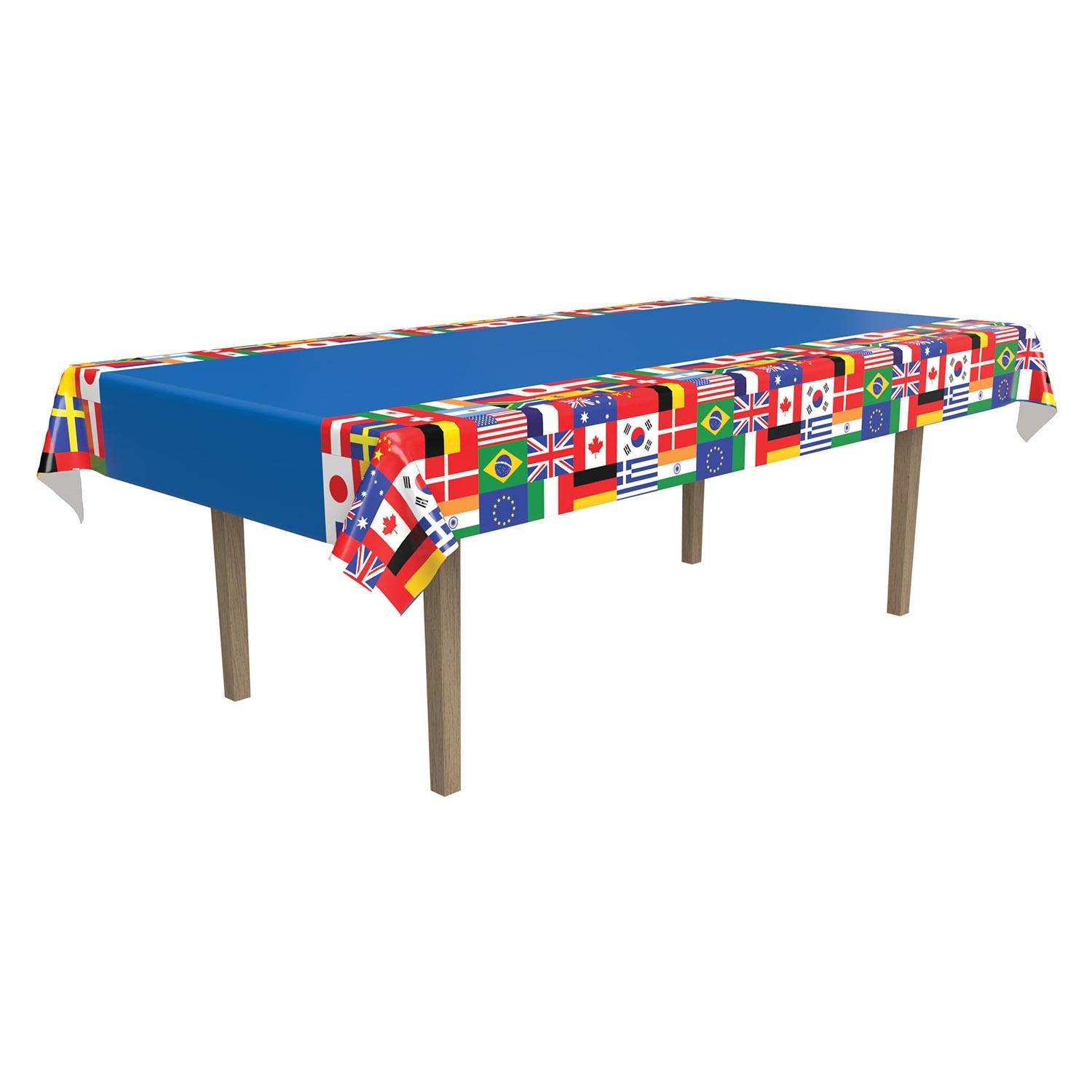 12 Pack Beistle International Flag Party Table Cover - Patriotic Decor for 4th of July, Independence Day & National Celebrations - Perfect for Outdoor BBQs, Picnics & Festive Gatherings