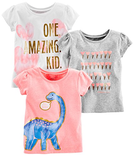 Grey Hearts/Pink Dinosaur/White Text Print