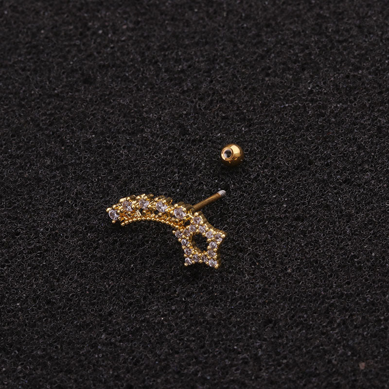 20G Shooting Star Cartilage Barbell Stud Earring - Surgical Steel Body Jewelry for Tragus, Helix & Rook Piercings | Perfect for Everyday Wear & Night Out Accessories | HSPJ1948