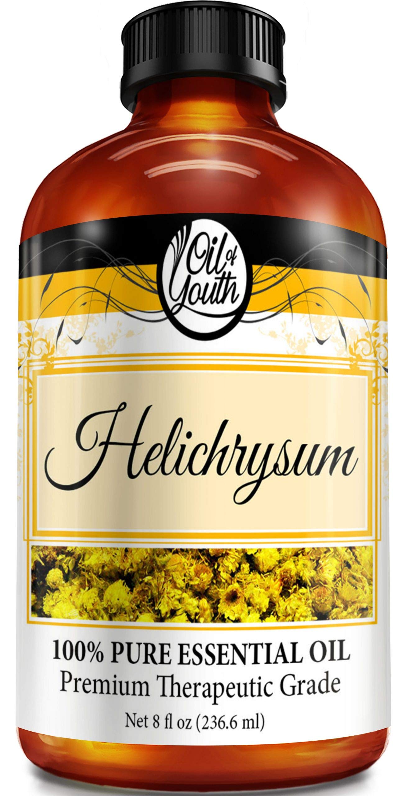 Pure Helichrysum Essential Oil 8oz - 100% Natural Youth Oil for Skin Care & Aromatherapy - Perfect for Massage, Diffuser, DIY Beauty Products