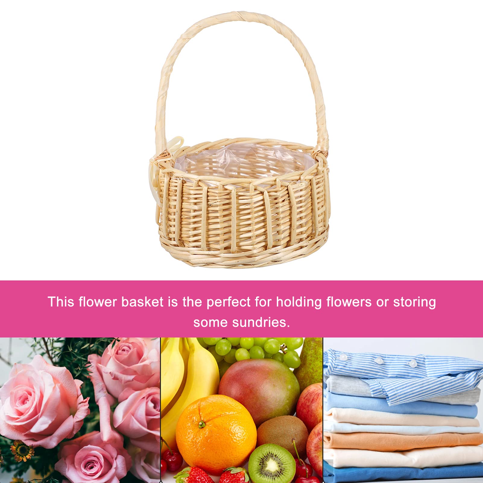 DOITOOL Woven Wicker Picnic Basket - 1pc Flower Storage Basket, Candy Basket, Fruit Basket & Plant Holder for Outdoor Picnics, Home Decor, Wedding Souvenirs & Bridal Gifts