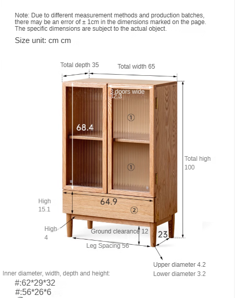 Modern Solid Oak & Beech Wood Side Cabinet - Minimalist Design for Living Room, Bedroom or Office Storage