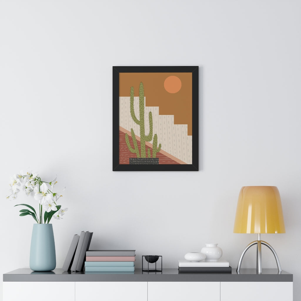 Modern Cactus Art Framed Vertical Poster - Desert Plant Wall Decor for Living Room, Bedroom & Office - Perfect for Boho Home Decor & Housewarming Gifts