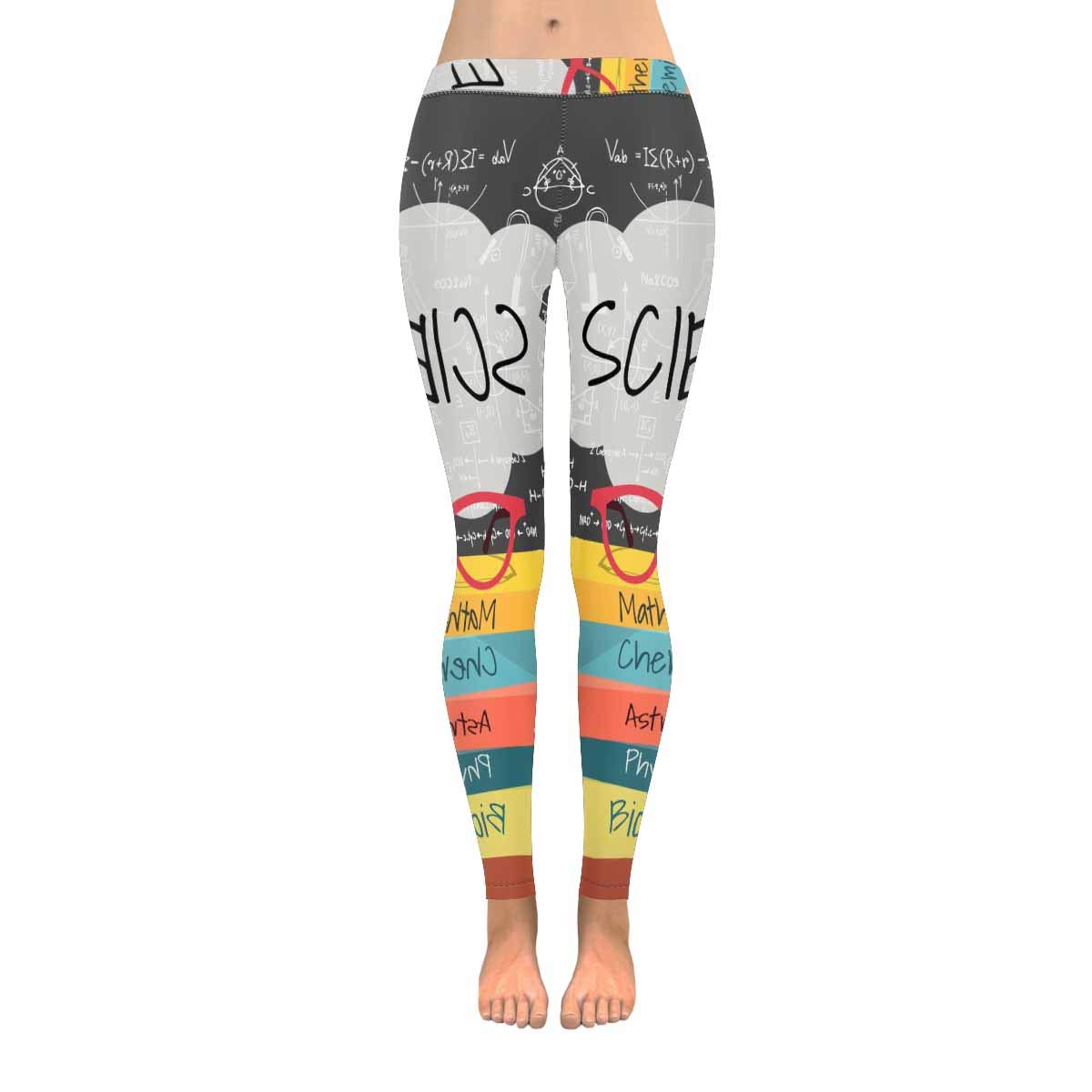 InterestPrint Women's Yoga Pants with Science Book Print - Stretchy High-Waisted Gym Leggings for Workout & Running | Perfect for Yoga, Fitness & Casual Wear