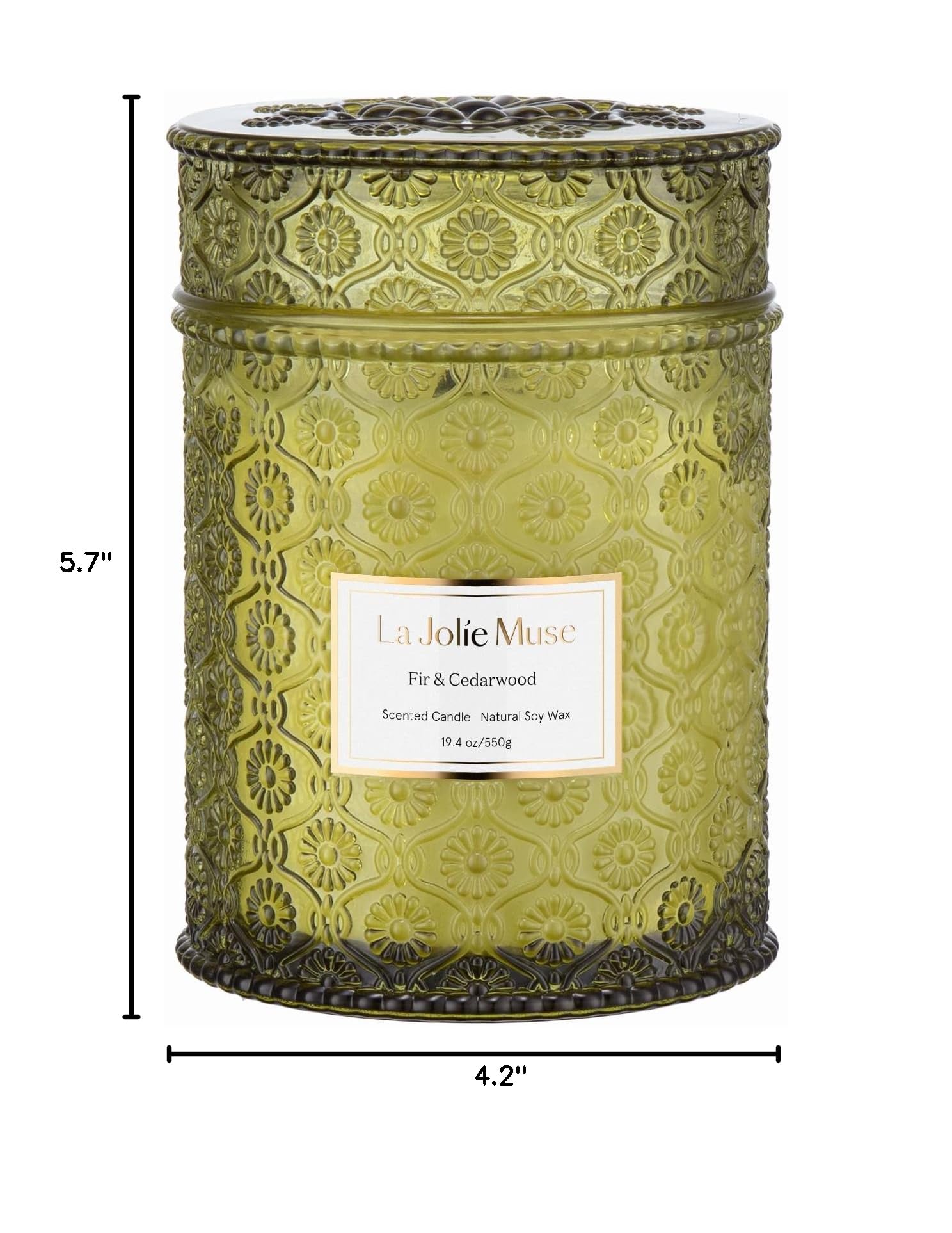 LA JOLIE MUSE Fir & Cedarwood Scented Candle - 19oz Large Wood Wicked Candle with Long Burning Time, Holiday Home Fragrance Gift for Women & Men - Perfect for Christmas Decor, Cozy Evenings & Relaxation