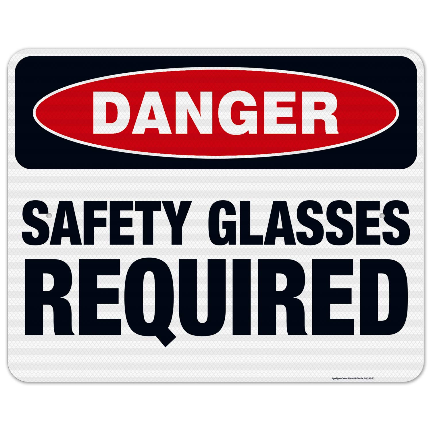 Danger Safety Glasses Required Sign - OSHA Compliant 24x30 Inches Reflective Aluminum Sign | 3M EGP .080 Thick, Fade Resistant for Indoor/Outdoor Use | Made in USA | Perfect for Construction Sites, Factories & Hazardous Work Areas