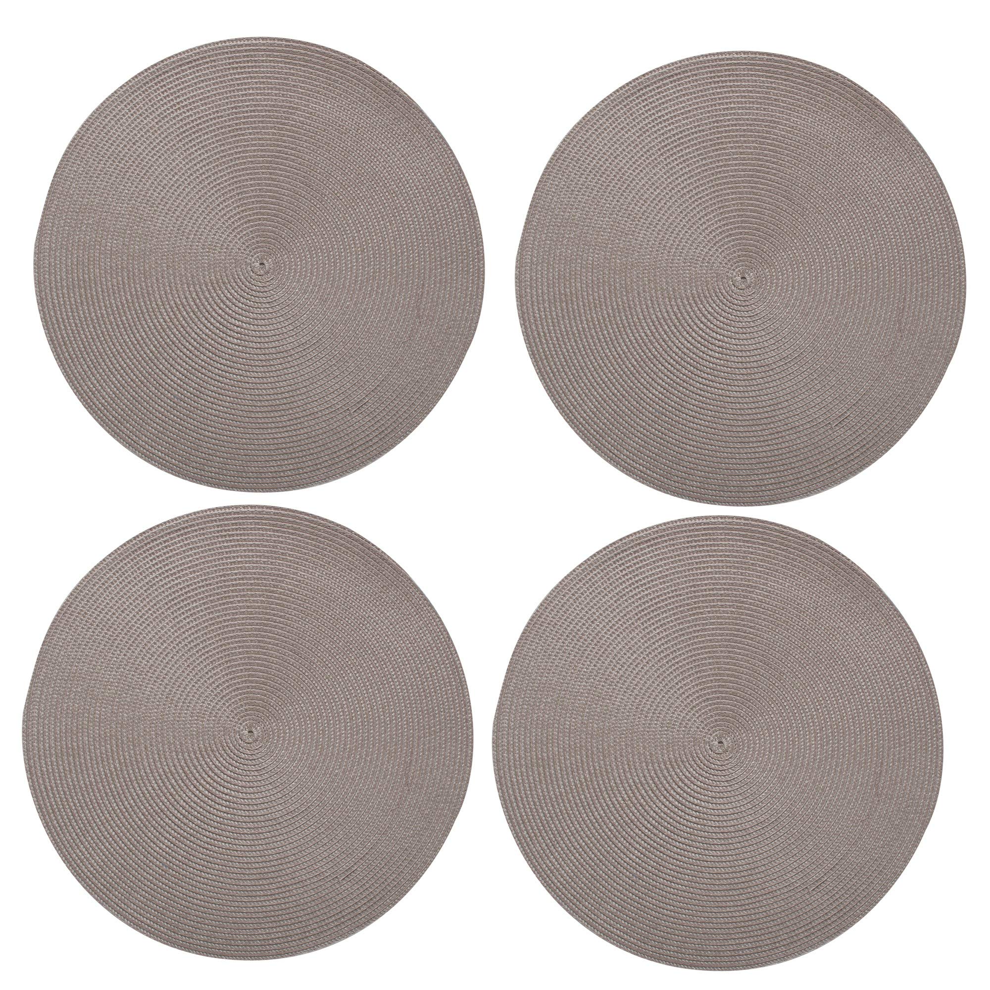 Handwoven Round Placemats Set of 4 - 15 Inch Gray Woven Table Mats for Dining Room, Kitchen Decor | Perfect for Dinner Parties, Holiday Meals & Everyday Use