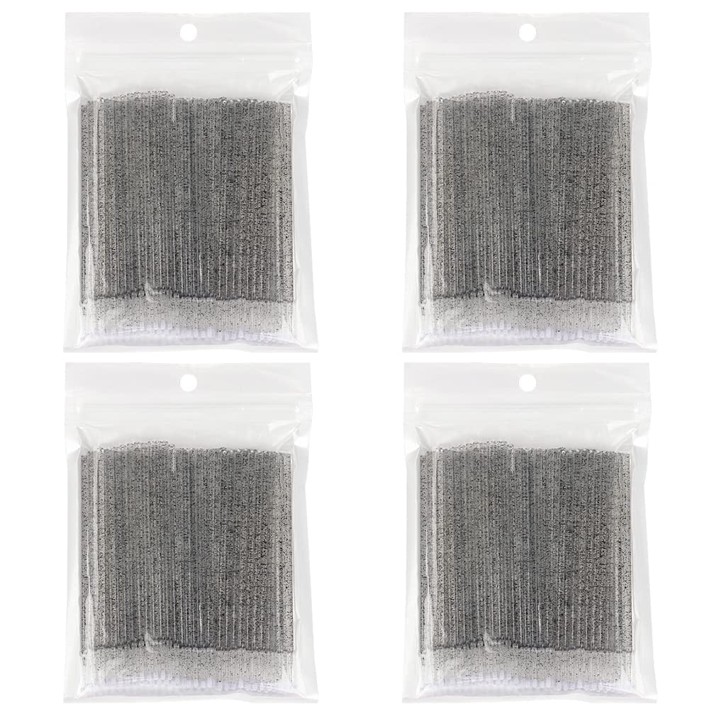 400 PCS Disposable Glitter Crystal Micro Applicator Brushes - Eyelash Extension Microswab Mascara Wands for Lash Remover & Makeup Tools (Crystal Black) - Perfect for Salon, Spa & Home Use