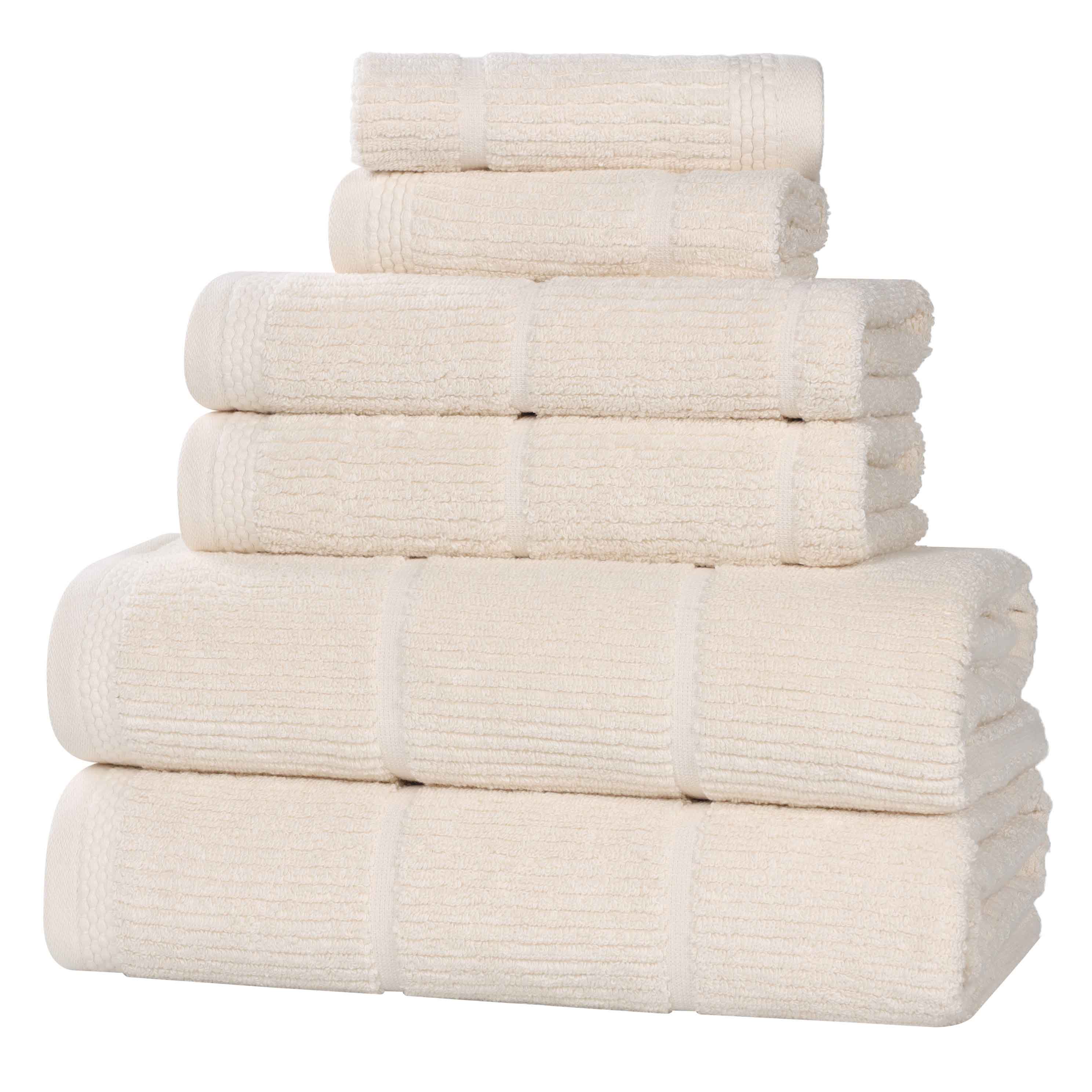 Milo Smart Twist Cotton 6-Piece Towel Set - Soft, Absorbent & Durable Bath Towels for Spa, Gym & Home Use - Ribbed Design for Extra Comfort