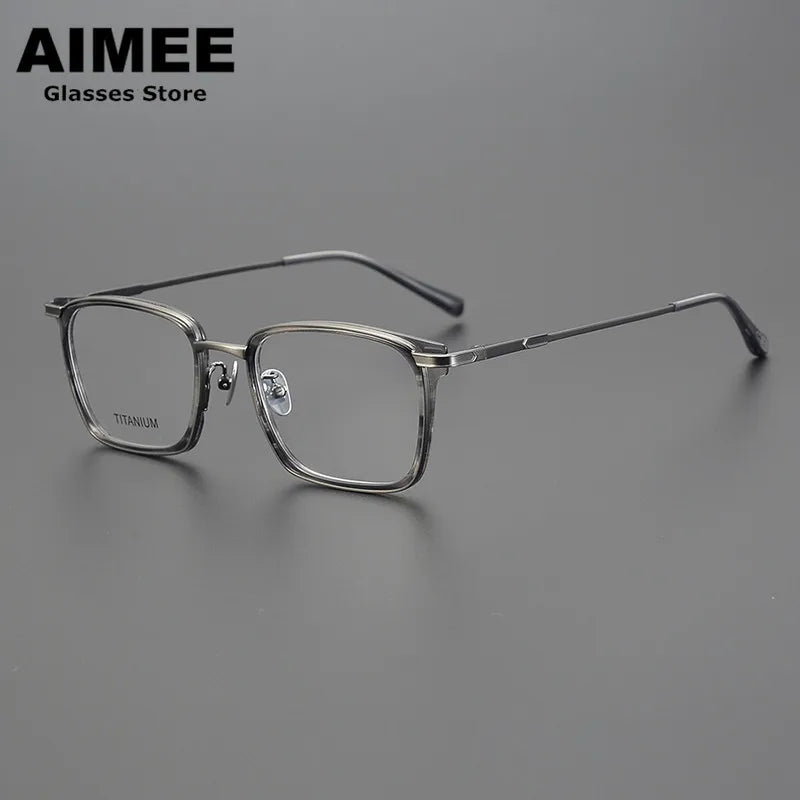 Aimee Unisex Full Rim Square Acetate Titanium Eyeglasses 6322 - Lightweight & Durable Frame for Work, Reading & Fashion