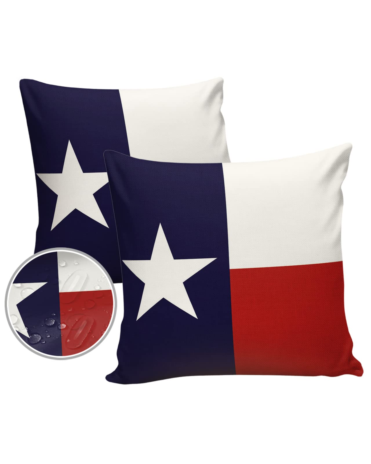 Texas Flag 18x18 Inch Pillow Covers (2 Pack) - Lone Star Houston Texan Dallas Square Cushion Cases for Outdoor Sofa, Couch, Living Room & Bed Decor - Perfect for Home, Patio, and Game Day Decorations
