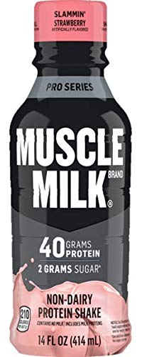 Muscle Milk Pro Series Protein Shake - Slammin' Strawberry Flavor, 40g Protein per Bottle, 14 Fl Oz, 12 Pack | Post-Workout Recovery, Meal Replacement & On-The-Go Nutrition for Athletes & Fitness Enthusiasts