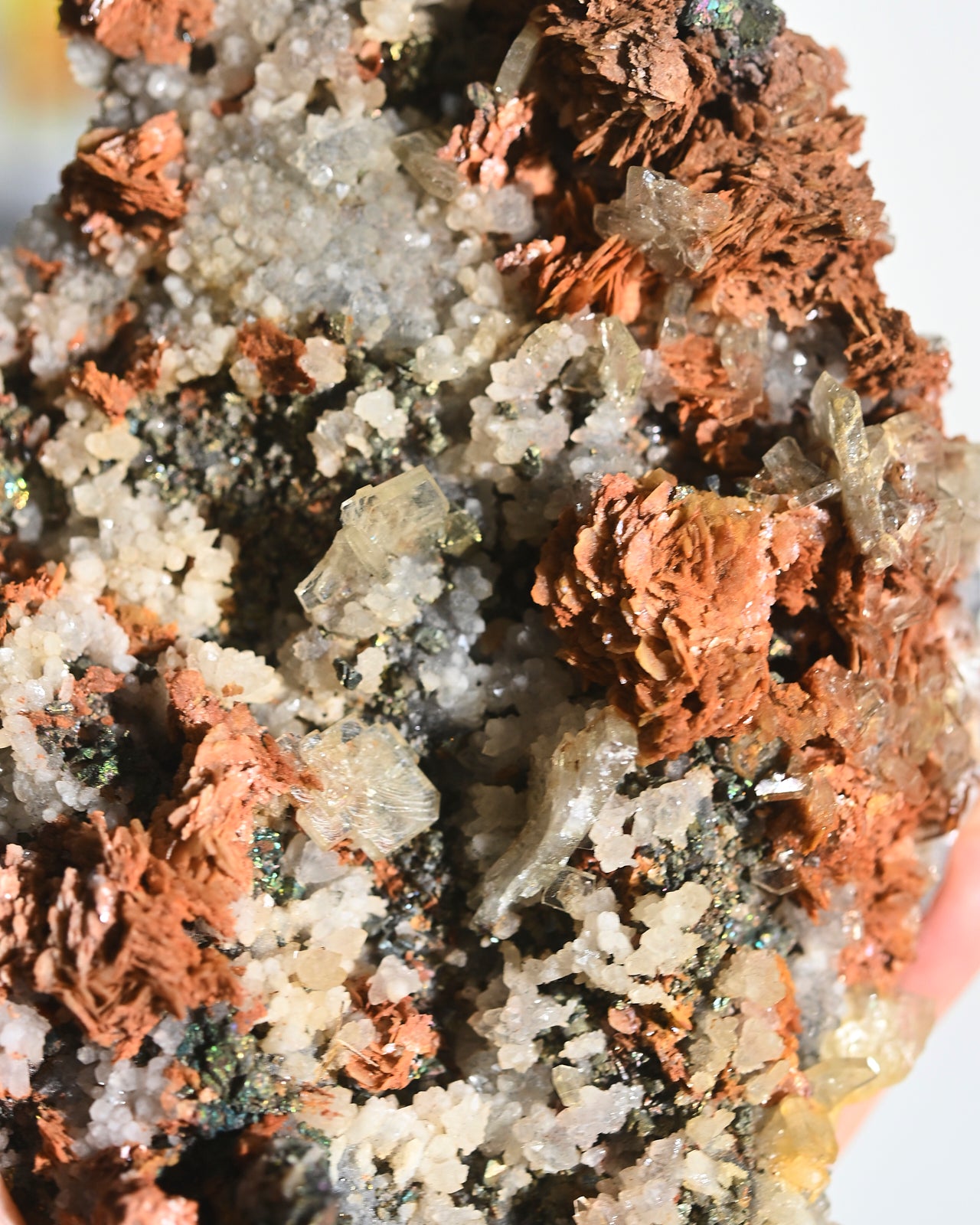Natural Chalcopyrite Hematite Red Quartz Crystal Cluster with Galena - Healing Stones for Meditation, Reiki, and Home Decor