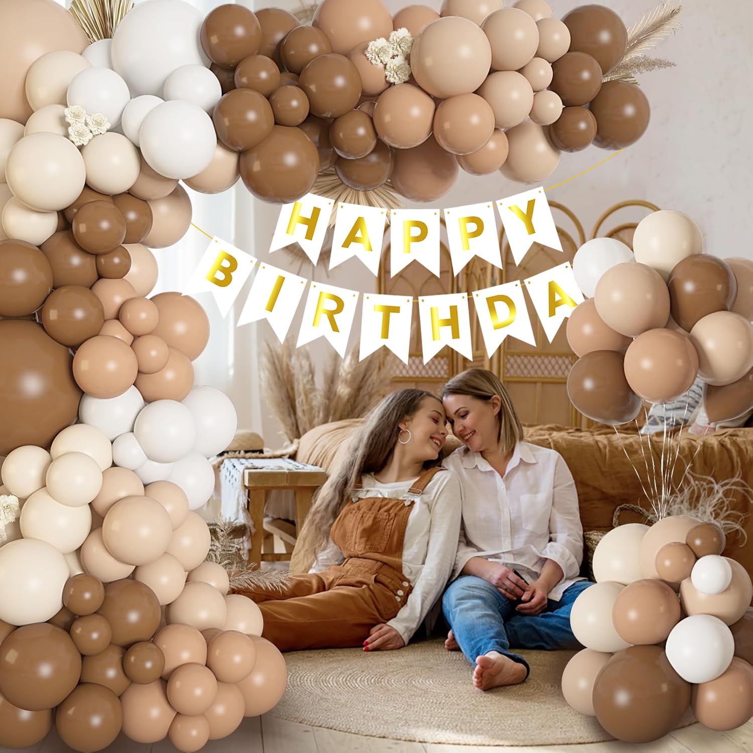 Rozi Birthday Decoration Kit - 50pcs Brown Theme Party Decor with Balloons & Garland for Kids, Boys, Girls & Adults | Perfect for Birthday Parties, Baby Showers & Family Celebrations