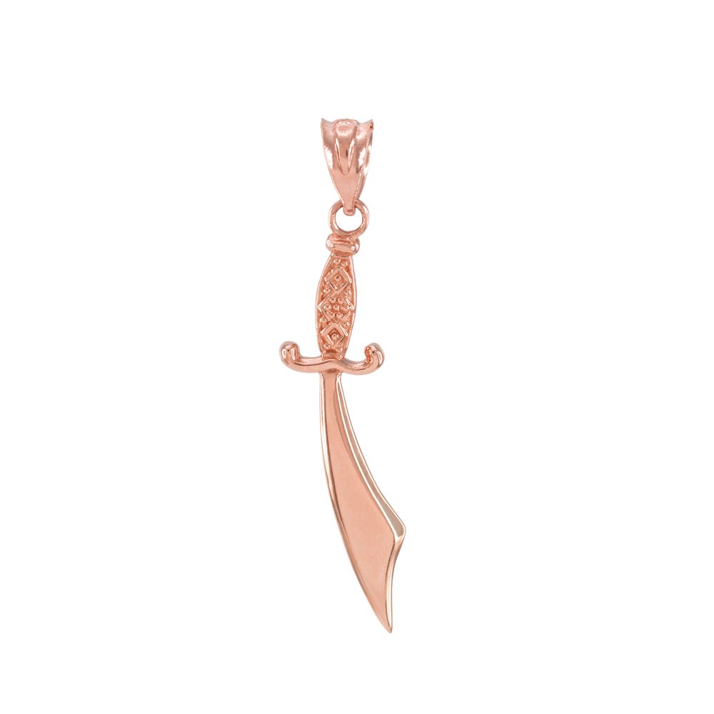 10k Rose Gold Scimitar Islamic Sword Pendant Necklace - Elegant Muslim Jewelry for Men & Women - Perfect for Eid, Weddings & Special Occasions