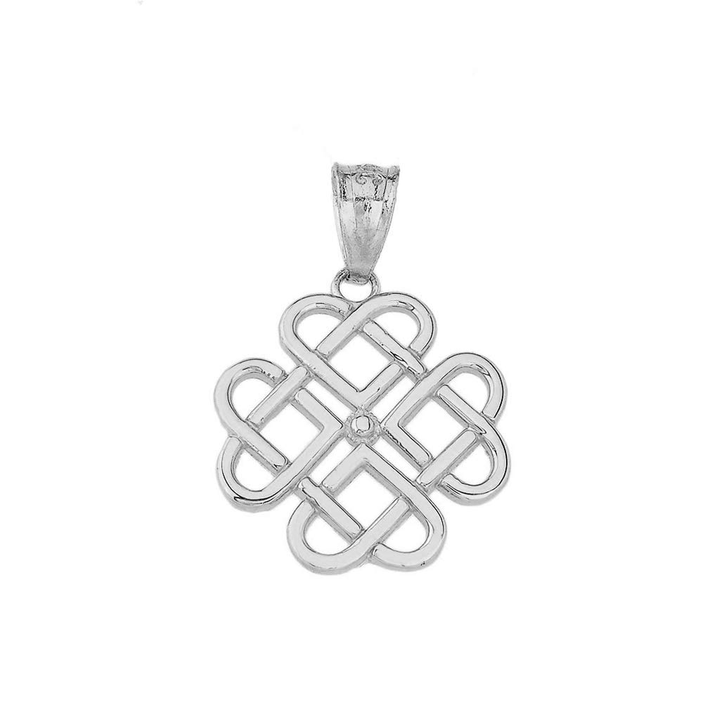 14K White Gold Celtic Knot Heart Infinity Charm Pendant - Elegant Jewelry Gift for Women, Anniversary, Valentine's Day, Mother's Day