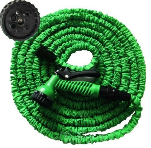 PrimeTrendz 75ft Expandable Garden Hose with Spray Gun - Flexible, Lightweight, Durable, No-Kink Design - Perfect for Watering Lawns, Gardens, Washing Cars & Outdoor Cleaning (Green, 75 Feet)